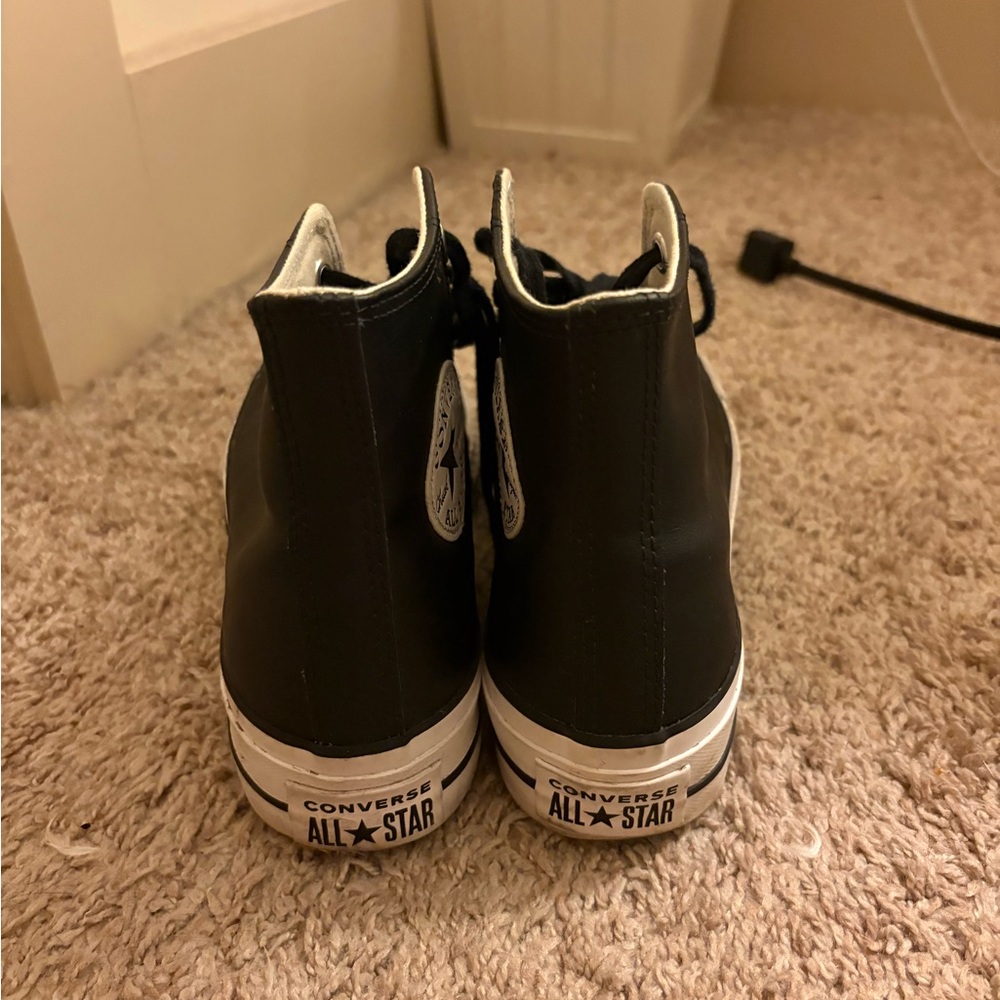converse leather platform high top sneakers - Picture 5 of 8